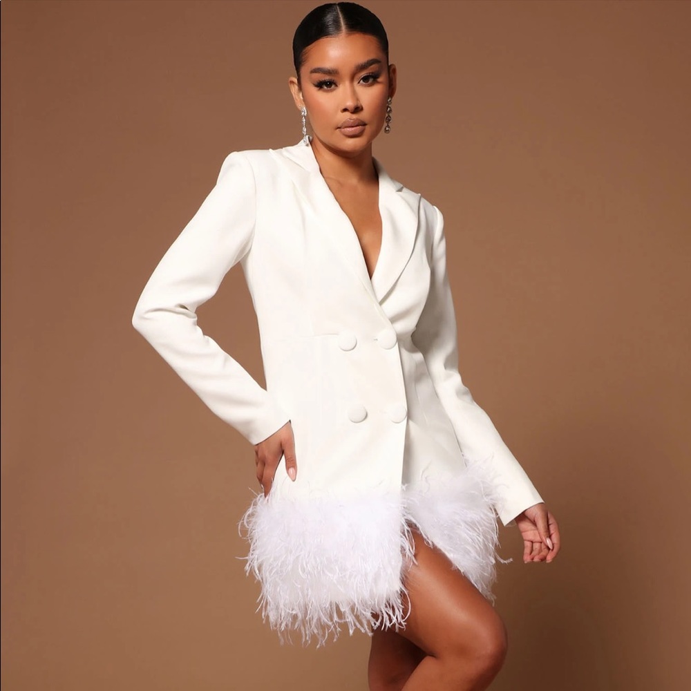 Feathered Blazer Dress